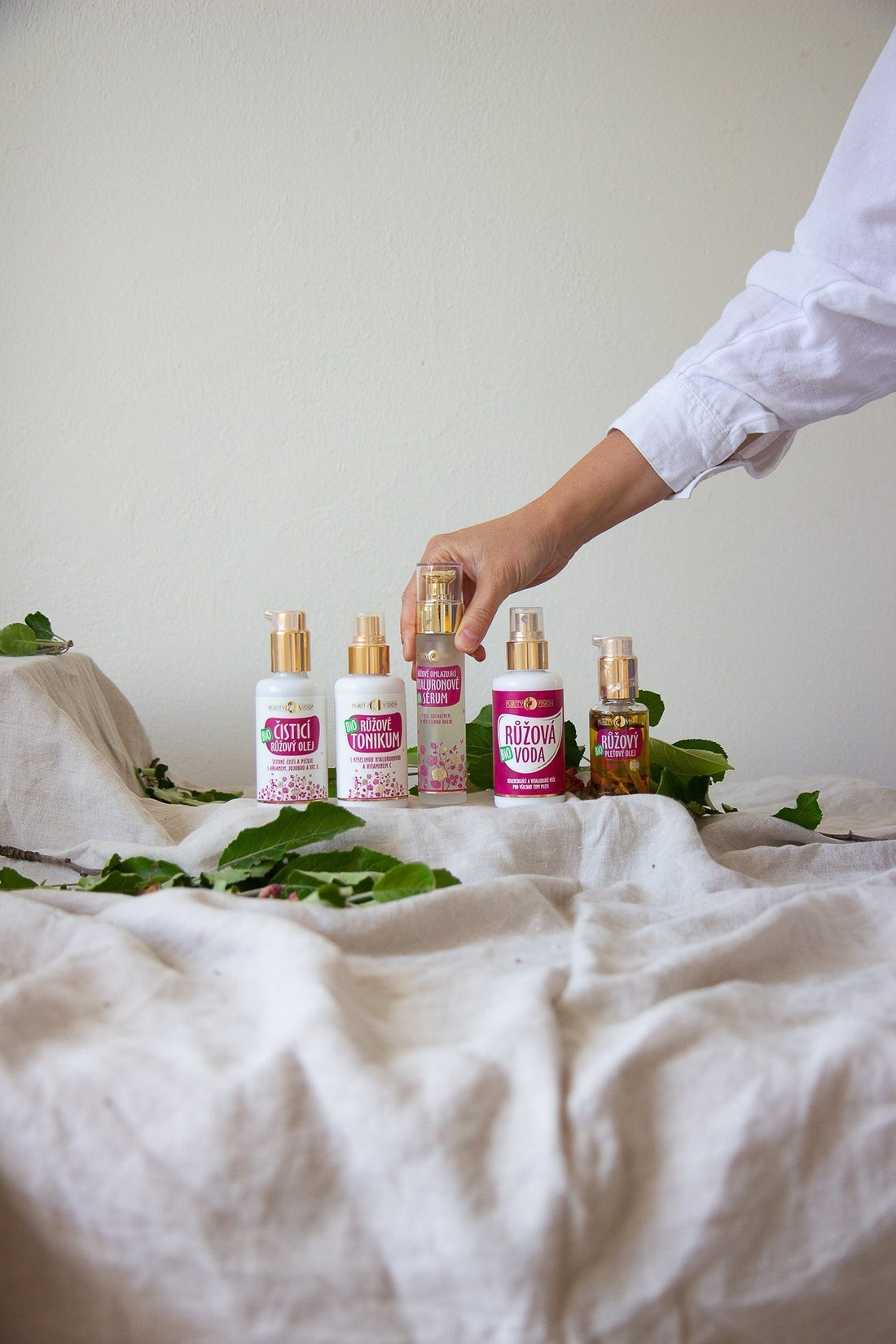 Simple skincare routine with natural cosmetics