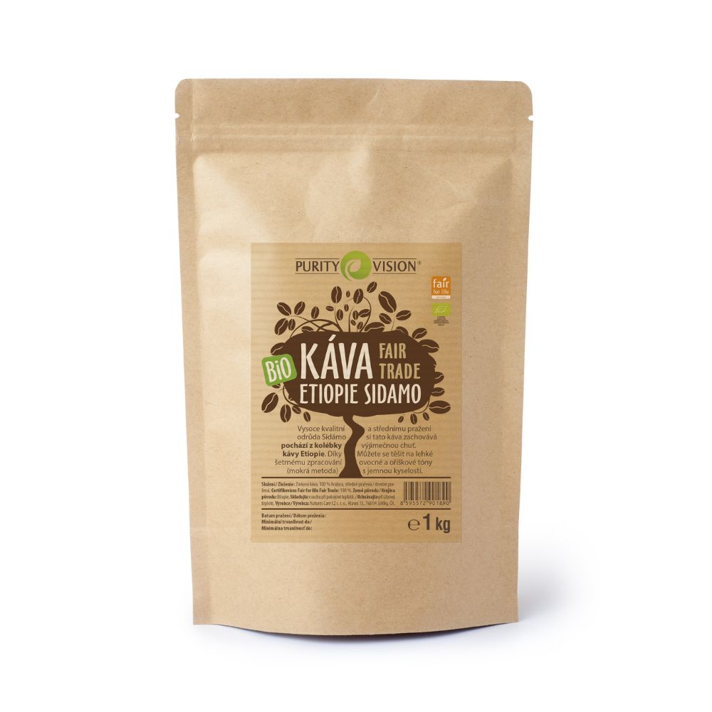 Granos de café ecológico de comercio justo Etiopía Sidamo 1 kg