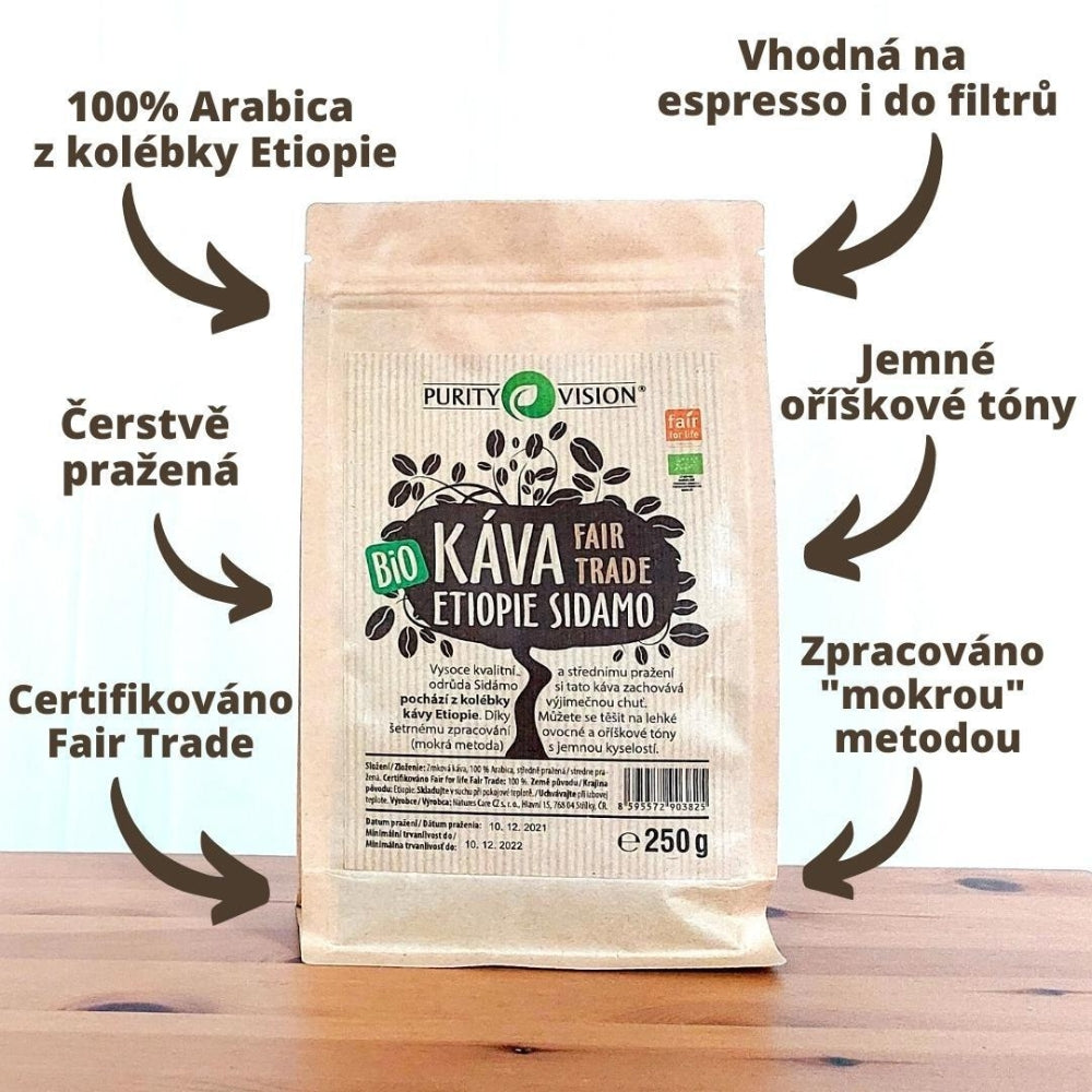 Granos de café ecológico de comercio justo Etiopía Sidamo 500 g